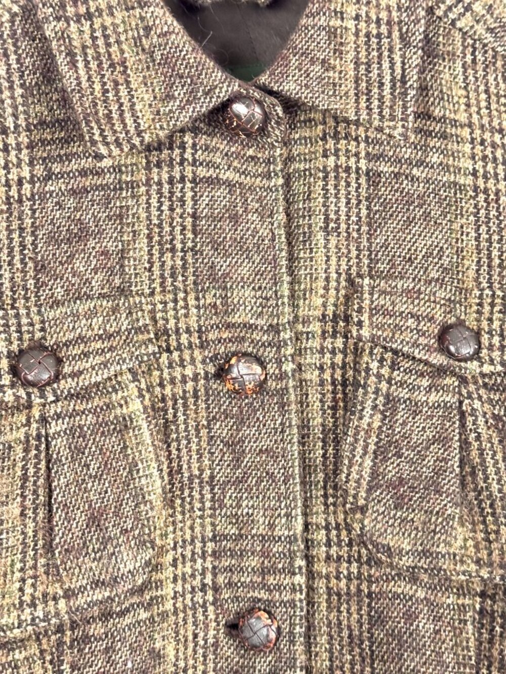 Eddie Bauer Women Brown Plaid Wool Mohair Utility Jacket Belted Hunting Outdoors - Picture 4 of 9